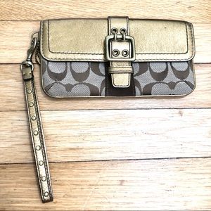Coach gold wristlet